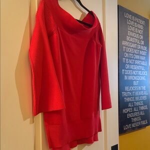 Anthropologie Red Off-the-Shoulder Sweater